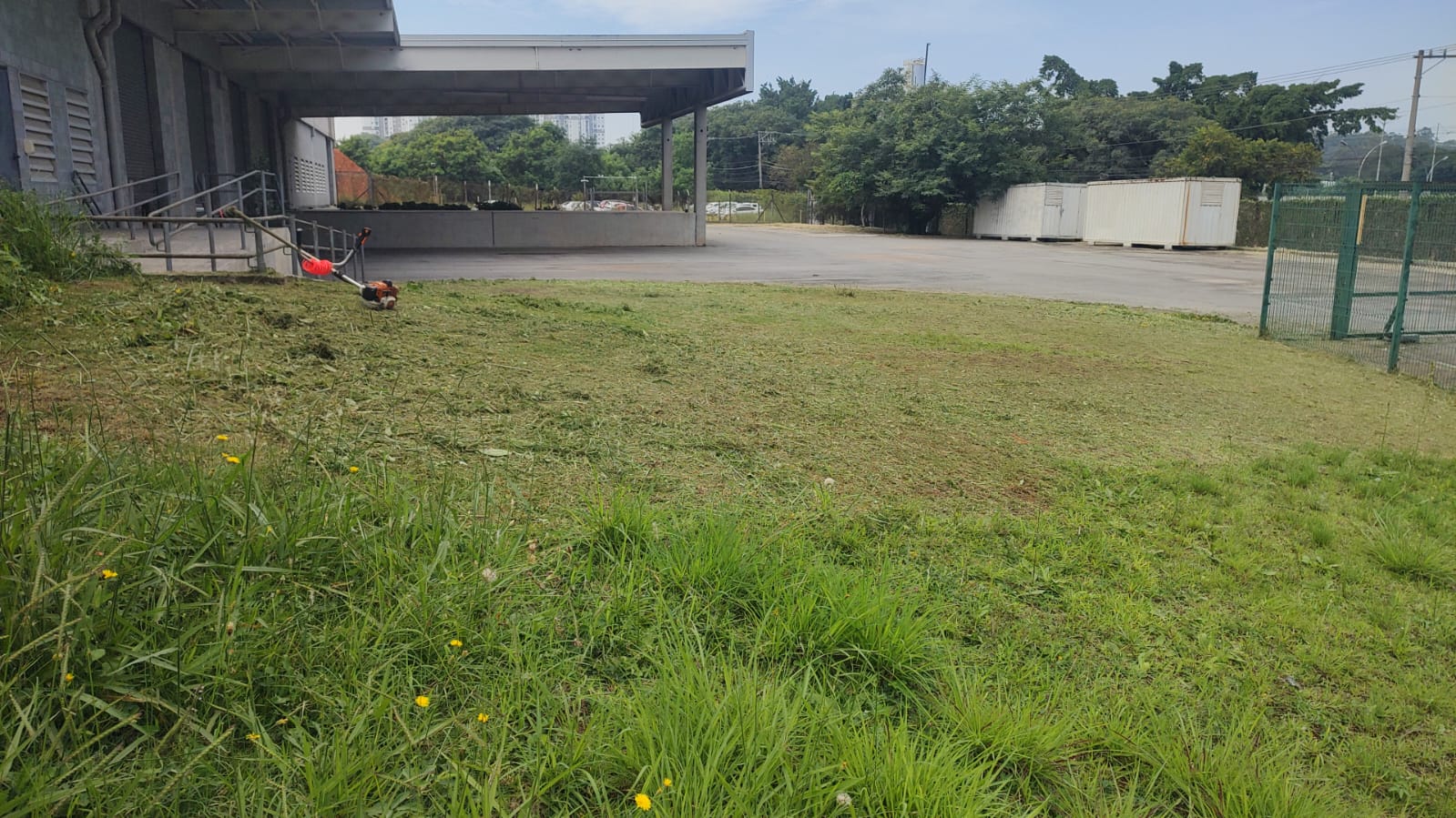 Terreno após roçagem mecanizada em área industrial